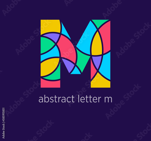 Modern abstract letter m logo icon. Unique mosaic design color transitions. Colorful letter m template. vector.