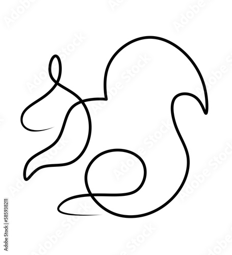 The squirrel is drawn with a solid line. Line art. Minimalistic squirrel logo. clipart