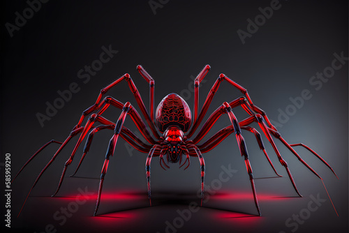Huge spider on black background created with generative AI technology