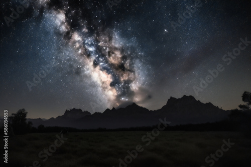 Ethereal Night Sky: Milky Way Panorama (AI Generated)