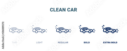 clean car icon. Thin, light, regular, bold, black clean car, floor icon set from cleaning collection. Editable clean car symbol can be used web and mobile