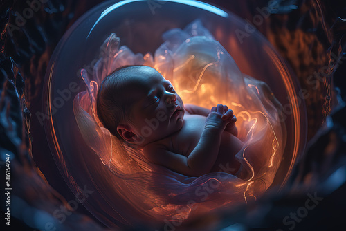 Baby inside the belly - Newborn. AI Generated