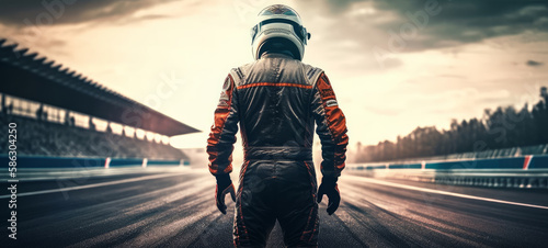 A racing driver is strolling down the tarmac. - Generative AI