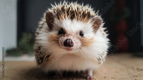 A fluffy hedgehog with pointy spines Generative AI