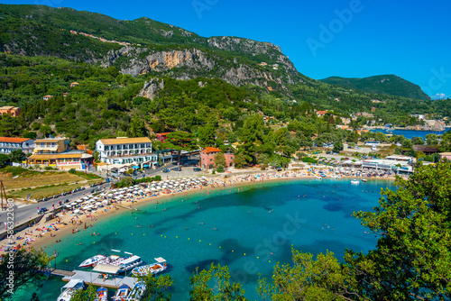 Aerial view of Agios Spiridon beach at Corfu, Greece