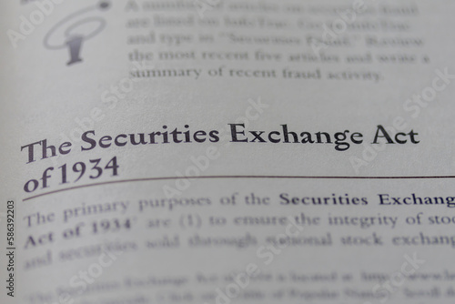 the securities exchange act of 1934 printed in text on page as visual aid or business law reference