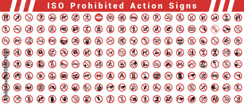 set of ISO PROHIBITED ACTIONS SIGNS pack collection