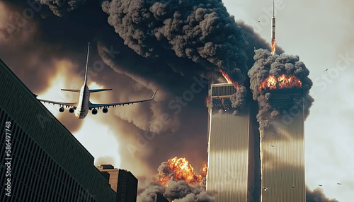 A reconstruction of the terror attack of 9/11 in New York - Generative AI