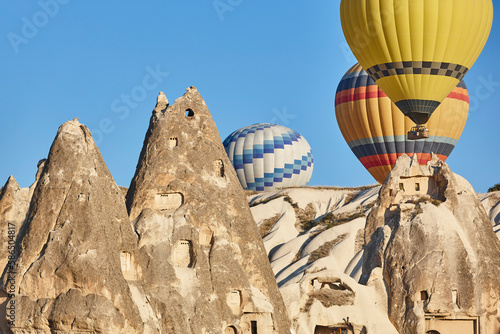 Balloons in love valley, Cappadocia. Flights in Goreme. Turkey