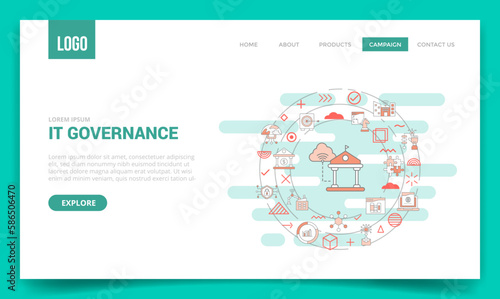 it governance technology concept with circle icon for website template or landing page homepage