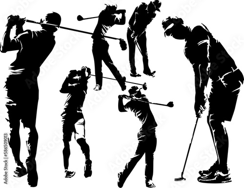Golf course silhouette vector illustration 