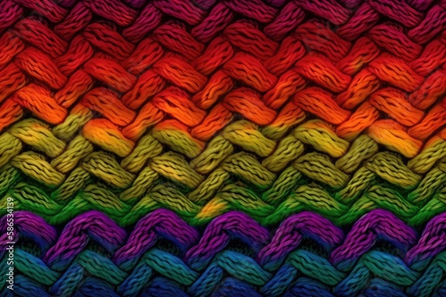 vibrant and colorful crochet pattern with unique designs and hues. Generative AI