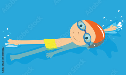 Swimmer - backstroke style - vector illustration