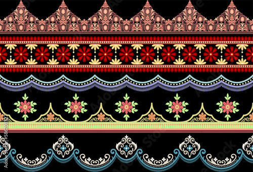 Set 5 Botanical floral Seamless. Background Seamless Pattern Geometric Ethnic pattern design for background, carpet, wallpaper, clothing, wrapping, Batik, fabric, printing textile illustration.