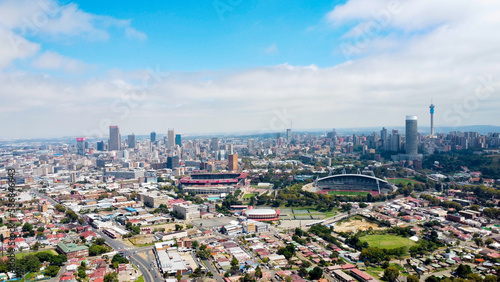 aerial view of johannesburg city skyline, south africa