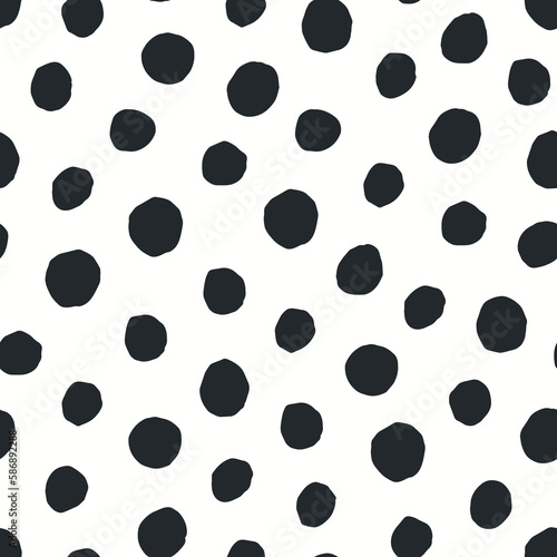 Vector seamless spotted black and white pattern. Abstract drawing dotted background. Repeatable endless hand drawn print