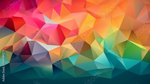 Abstract Delaunay Voronoi trianglify color diagram. Generative AI