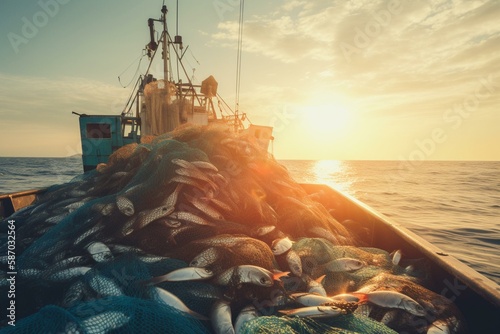 The impact of overfishing on the ocean food chain, bokeh Generative AI