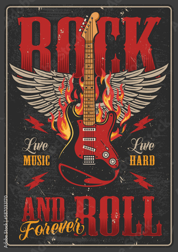 Rock and roll colorful poster