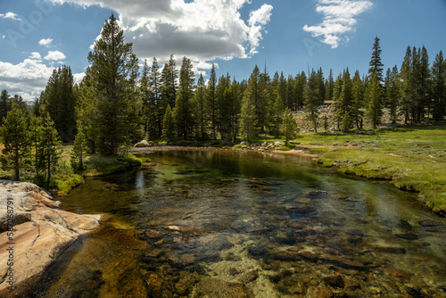 Shallow and Broad Waters of the Tuolumne River Near Tioga Road