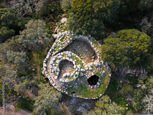 Nuraghe Majori old ancient buildings built by the mysterious Nuragic civilisation in Sardinia, Italy