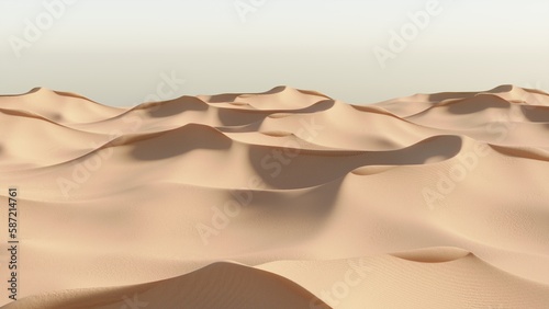 sand dunes in the desert as procedural 3d modeling scene.