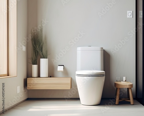 Bathroom in modern style, minimalist design, copy space. Website images