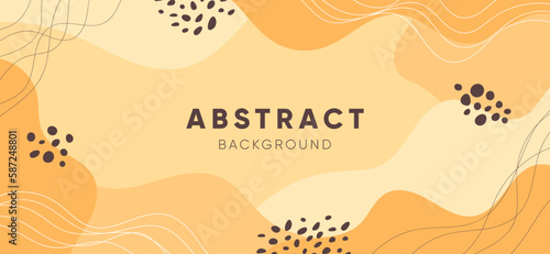 Abstract minimalist aesthetic shapes background with orange colors accent