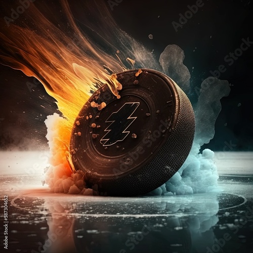 burning ice hockey puck