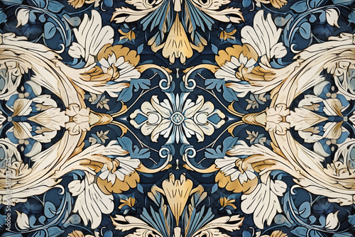 Tiling A floral pattern with a blue background Generative AI