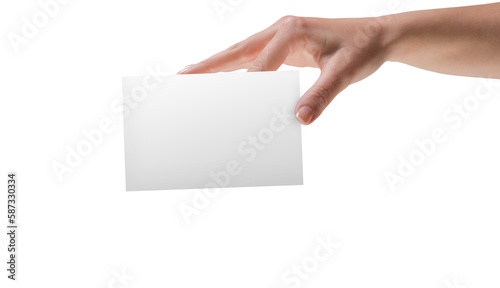Female hand showing a card