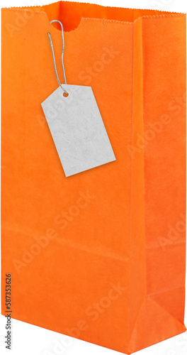 Orange shopping bag with label