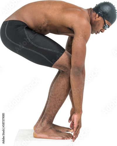 Swimmer ready to dive