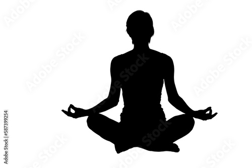 Silhouette female meditating