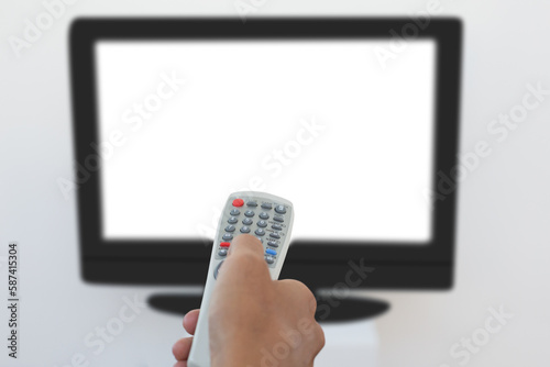 Cropped image of hand holding remote 