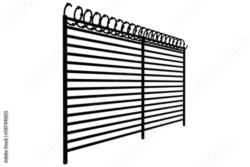 Graphic image of fence with spiral barbed wire