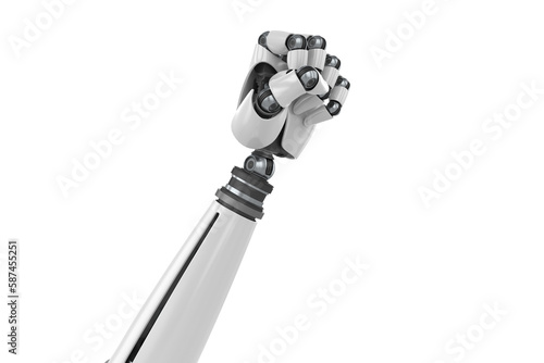 Shiny robot hand with clenching fist