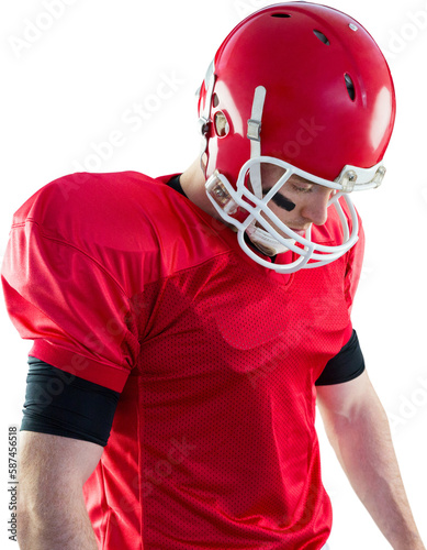 American football player focusing