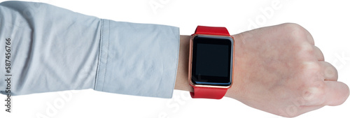 Cropped image of man wearing smart watch