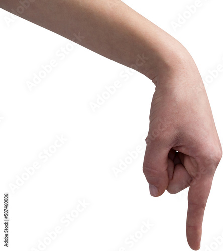 Cropped hand of woman pointing