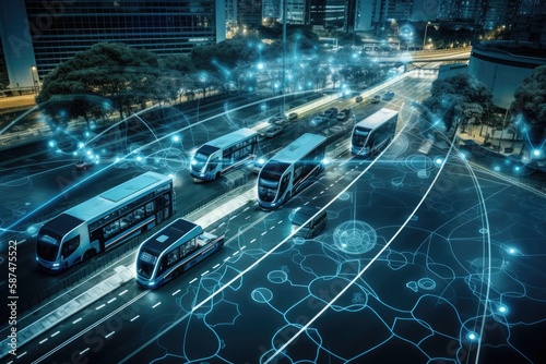 Concept of transportation and technology. ITS (Intelligent Transport Systems) (Intelligent Transport Systems). As a service, mobility. Generative AI