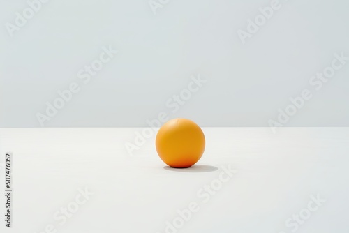 Vibrant Orange Ball on Clean White Background. Generative AI.