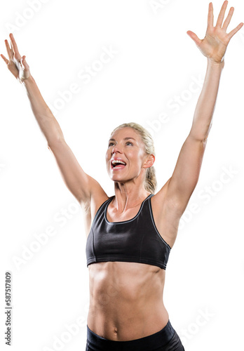 Female athlete posing after victory