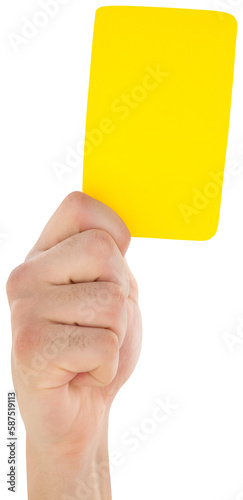 Cropped image of referee holding yellow card