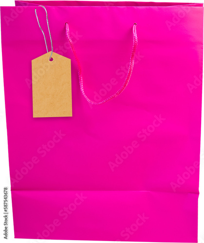 Pink shopping bag with price tag