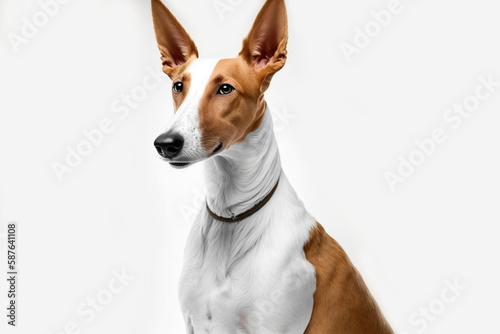 Graceful and Athletic Ibizan Hound Dog: A Stunning Representation on White Background