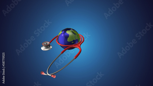 World health day earth with stethoscope