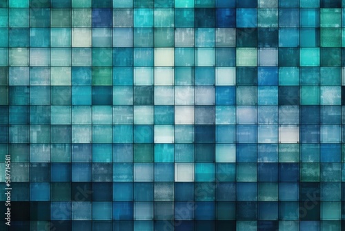 vibrant mosaic tile background in shades of blue and green. Generative AI