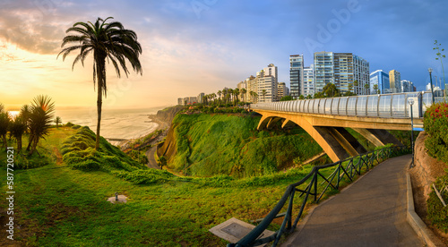 Malecon of Miraflores district in Lima, Peru