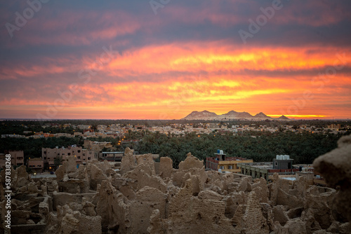 Sunrise from Shali Castle in Siwa, Egypt 
